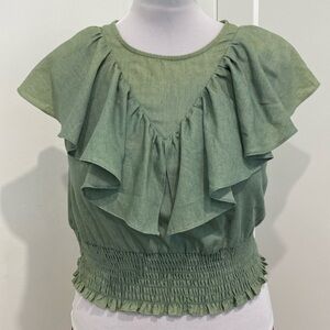 Calista Ruffle Smocked Waist Top |Size Medium